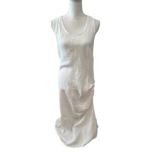 Valentina Naldi Italian Linen Ruched Sleeveless Maxi Dress White M